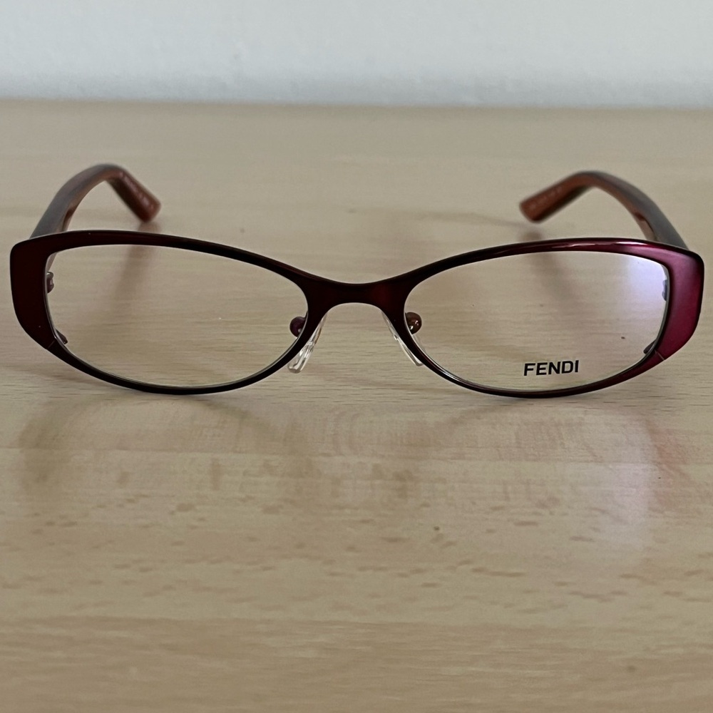 FENDI Readers Cranberry Cat Eye Silver FF Logo Non Prescription Case COA BNWOT - Picture 4 of 14
